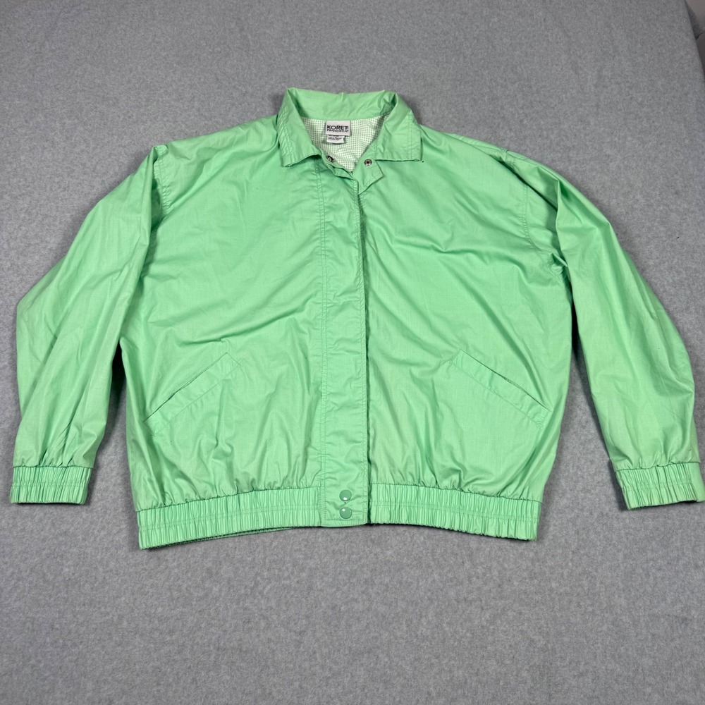 Vintage 80s Koret Francisca Womens Green Windbreaker Jacket Large Grandpa Core